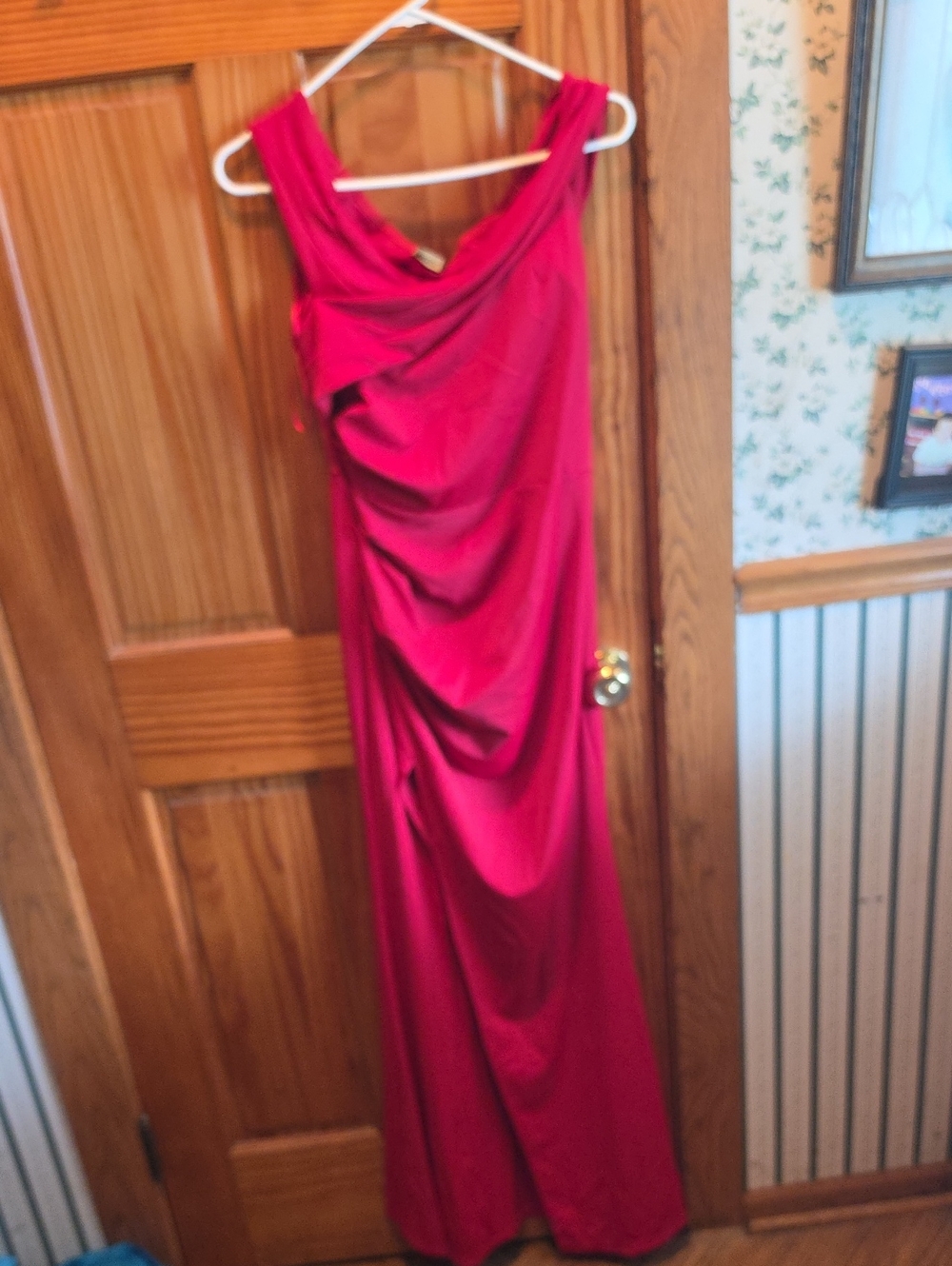 Miusol Red Draped Evening Gown